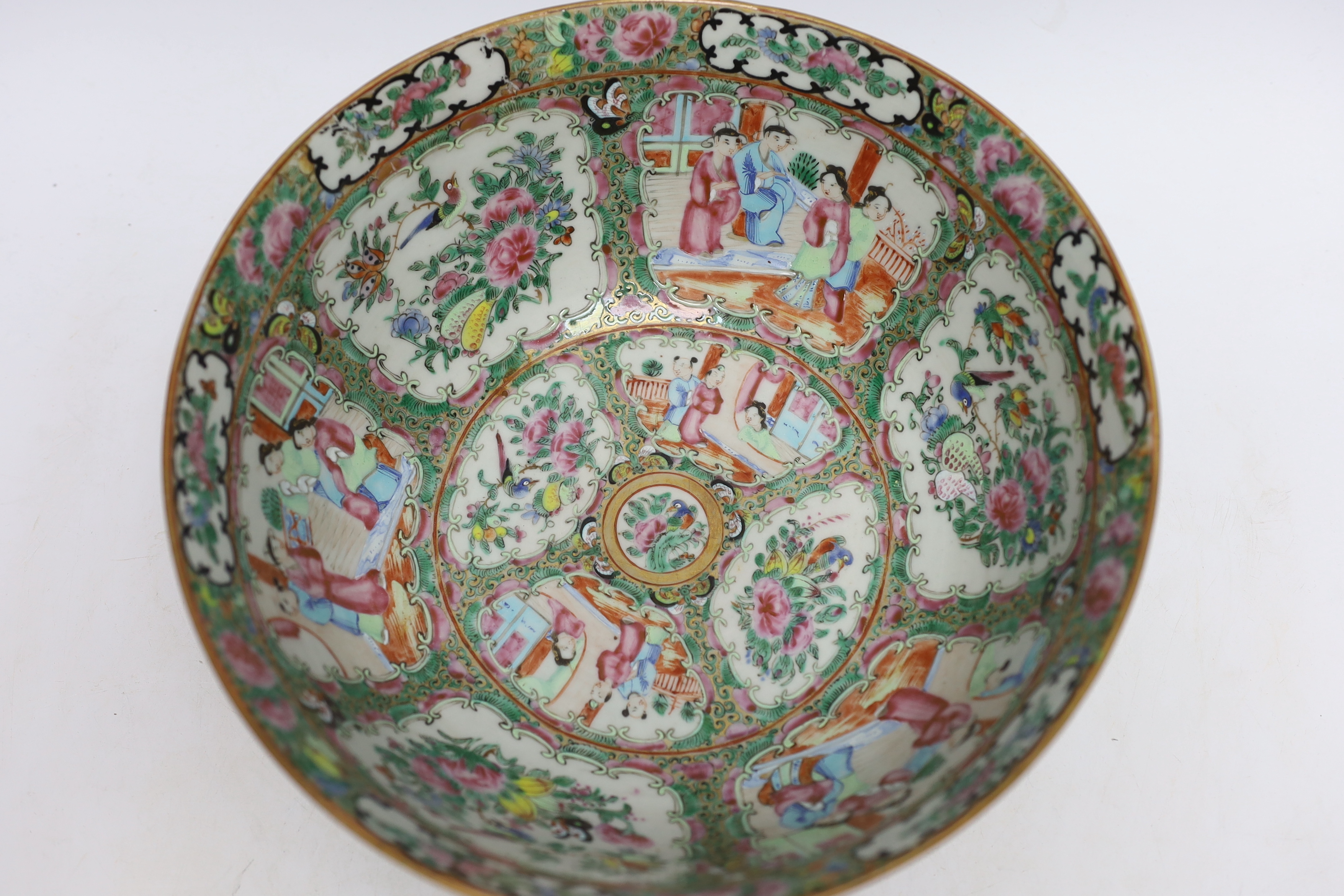 A large late 19th century Chinese famille rose bowl, 29cm in diameter